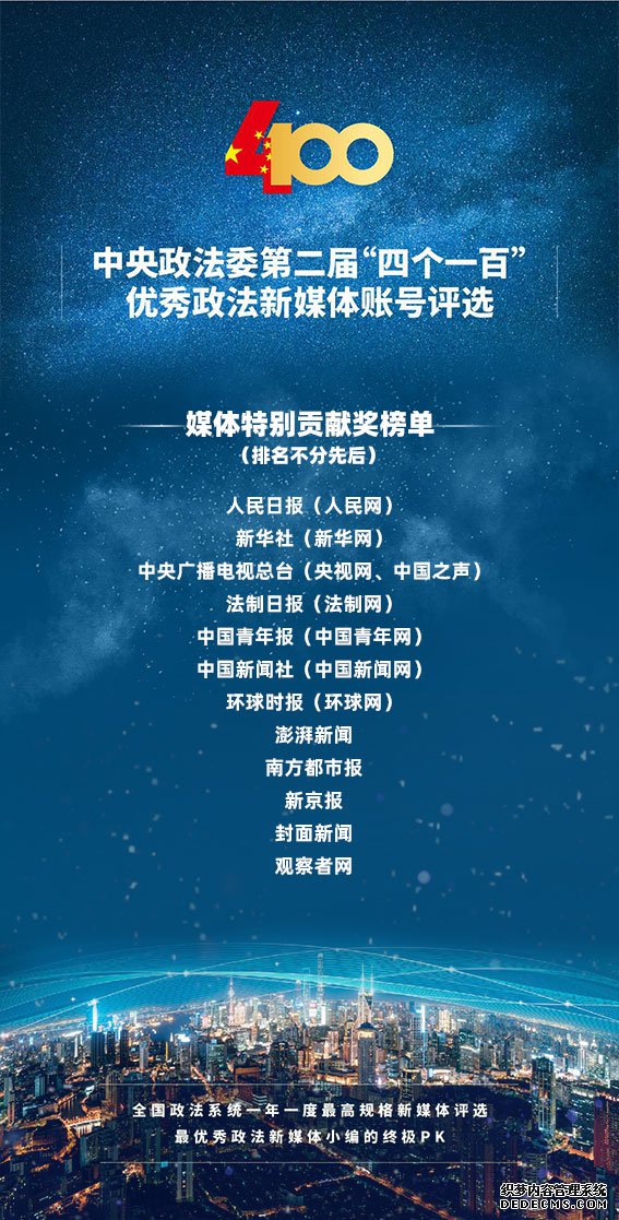 中央政法委发布“四个一百”优秀政法新媒体榜单